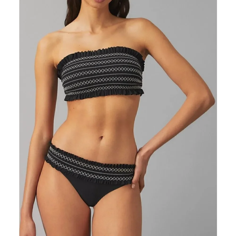 New. Tory Burch black smocked bikini top. Normally $118. XS